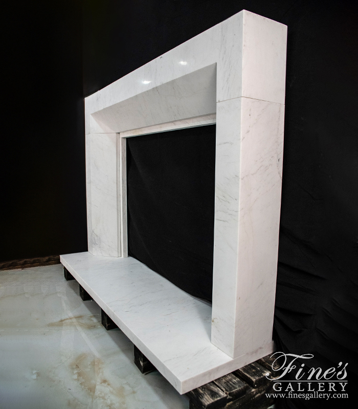 Marble Fireplaces  - Modern Fireplace In Solid Statuary Marble - MFP-2276